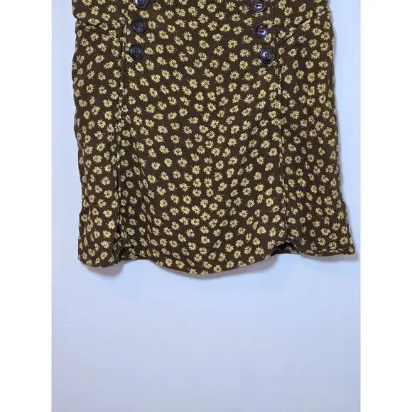 Madewell Piped Mini Skirt Woodcut Flowers Floral Printed Smocked Waist Size XS - Picture 4 of 8